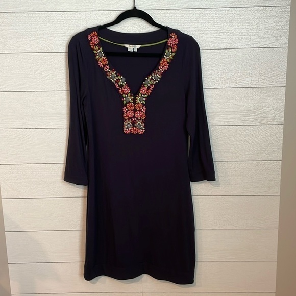 Boden Women's Beaded navy shift dress size US 6 party boho holiday colorful‎ - Picture 1 of 9